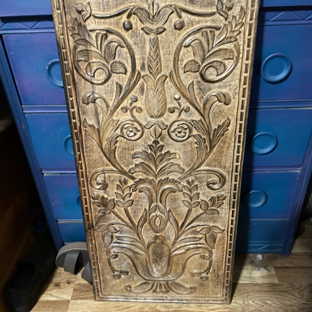 Vintage Hand Carved Indian Rosewood Wall Panel